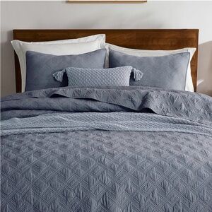 WDCOZY 100% Cotton King Size Quilt Set - Dusty Blue - King